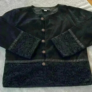 Corduroy Velvet Paisley Lagenlook Artsy Witchy Avant Garde Jacket Blazer 90s Vtg